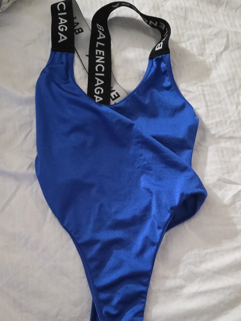 Balenciaga Blue Logo-Strap One-Piece